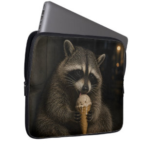Lustiger Waschbär, der Eiscreme isst Laptopschutzhülle