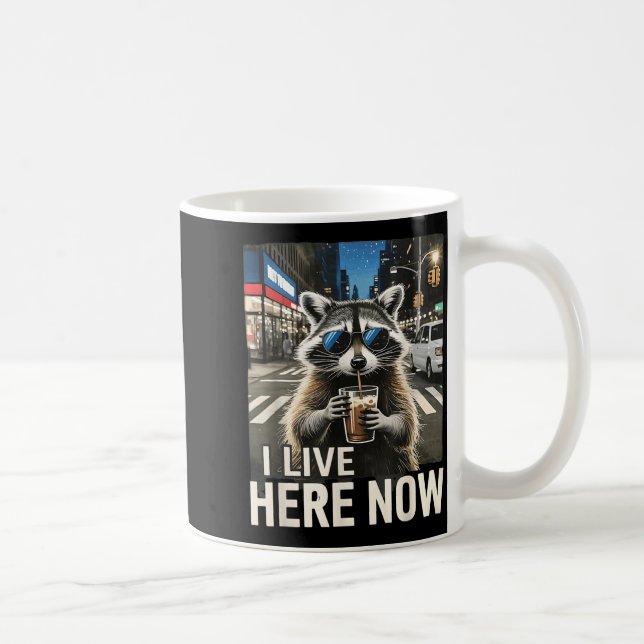 Lustiger Waschbär-Eiskaffee Lebe Hier Stadtmüll Kaffeetasse (Rechts)