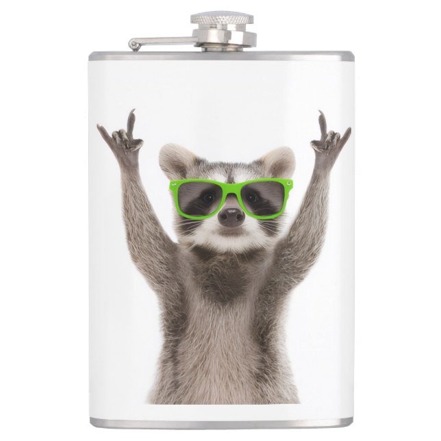 Lustiger Waschbär Flachmann (Vorderseite)