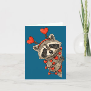 Lustiger Waschbär Herz Valentinstag Tier Waschbär  Karte