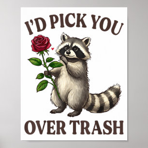Lustiger Waschbär, ich würde dich über den Müll am Poster