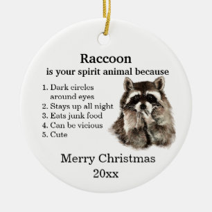 Lustiger Waschbär Ihr spirituelles Tier Weihnachts Keramik Ornament