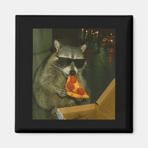Lustiger Waschbär isst Zza Tier Meme  Magnet