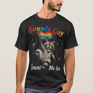 Lustiger Waschbär-Meme-Regenbogen Lgbtq Stolz Lesb T-Shirt
