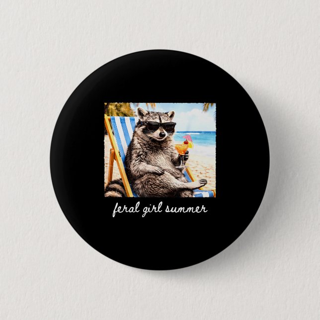 Lustiger Waschbär-Popsicle-Sommer-Tier-Sonnenbrill Button (Vorderseite)
