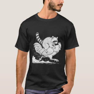 Lustiger Waschbär reitet auf einem Hahn Vintage-Nu T-Shirt