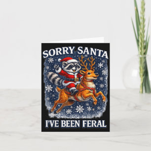 Lustiger Waschbär reitet auf Rentier, sorry Santa Karte