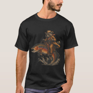Lustiger Waschbär reitet Regenbogenforelle Waschbä T-Shirt