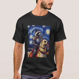 Lustiger Waschbär-Ritter Sternennacht-Fantasie-Kri T-Shirt