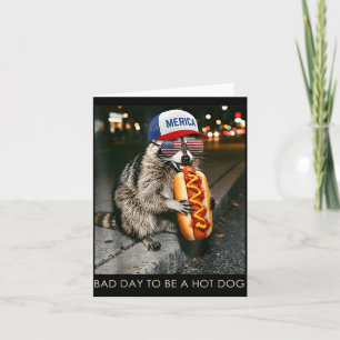 Lustiger Waschbär Schlimmer Tag, um ein Hot Dog zu Karte