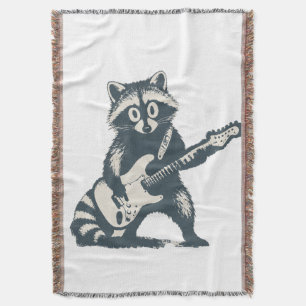 Lustiger Waschbär spielt E-Gitarre Decke