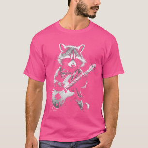 Lustiger Waschbär spielt Gitarre Rock Waschbär T-Shirt