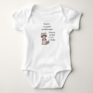 Lustiger Waschbär Spirit Animal Humor Süße Aquarel Baby Strampler