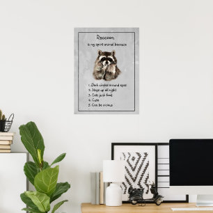 Lustiger Waschbär Spirit Animal Humor Süße Aquarel Poster