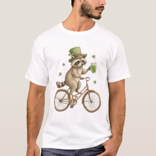 Lustiger Waschbär, St. Patrick's Day Irisches Klee T-Shirt