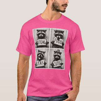 Lustiger Waschbär stiehlt Nahrung bleibt süßer Fre T-Shirt