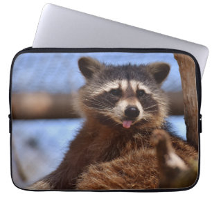 Lustiger Waschbär streckt die Zunge heraus Laptopschutzhülle