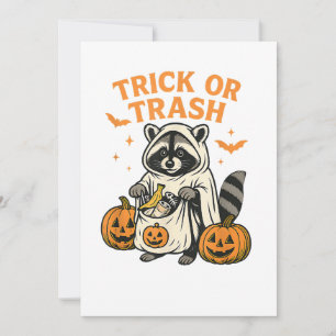 Lustiger Waschbär Trick oder Müll Halloween Einladung