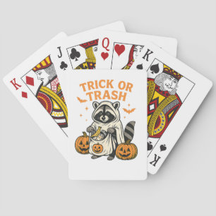 Lustiger Waschbär Trick or Trash Halloween Spielkarten