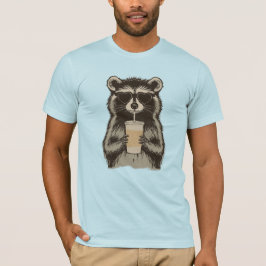 Lustiger Waschbär trinkt Eiskaffee T-Shirt