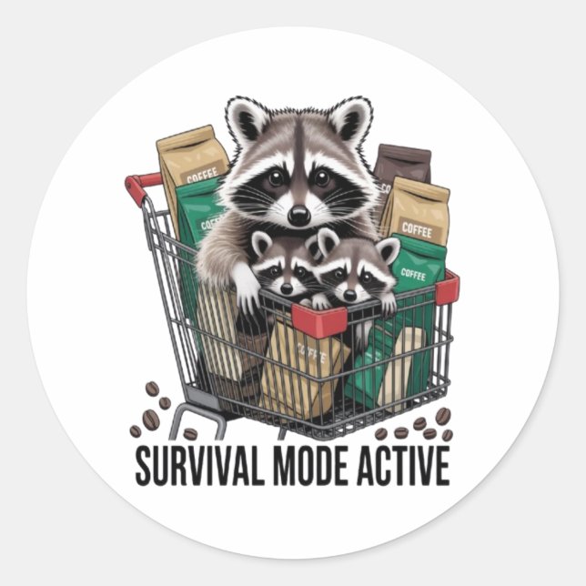 Lustiger Waschbär-Überlebensmodus aktiv Sticker -  (Vorderseite)