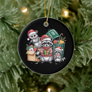 Lustiger Waschbär Weihnachten Opossum & Straßenkat Keramik Ornament