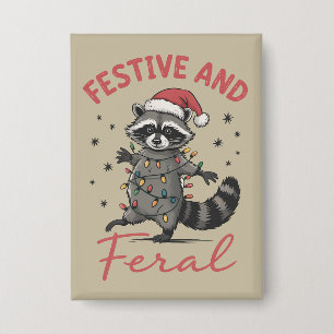Lustiger Waschbär Weihnachten Wild Meme Xmas  Button