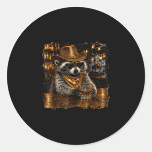 Lustiger Waschbär Western 4. Juli Jubiläum Bier Runder Aufkleber