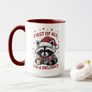 Lustiger Waschbär Zuerst Bin Ich Ein Vergnügen Wei Tasse