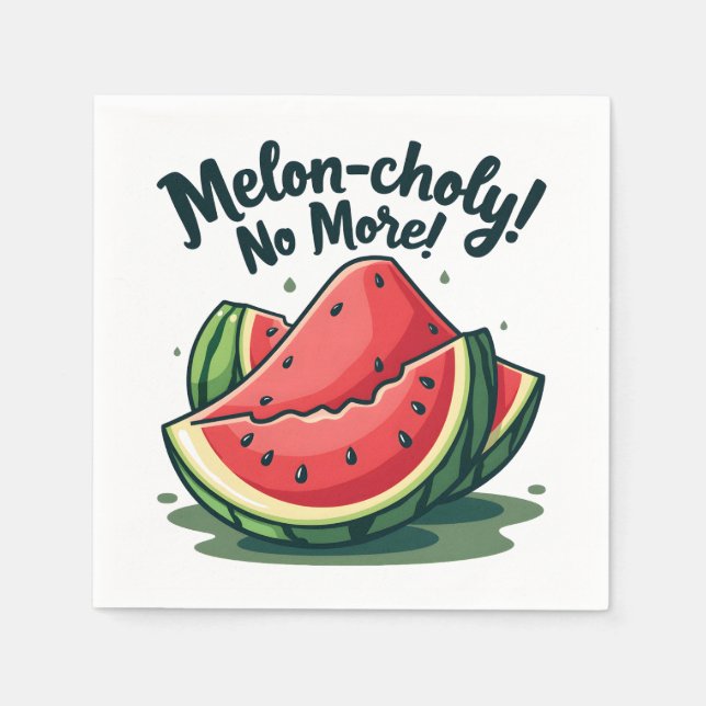 Lustiger Wassermelonen-Wortwitz "Melon-cholie ade" Serviette (Vorderseite)