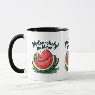 Lustiger Wassermelonen-Wortwitz "Melon-choly No Mo Tasse