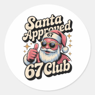 Lustiger Weihnachten 67 Meme - Retro Santa Approve Runder Aufkleber
