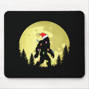 Lustiger Weihnachten Bigfoot Santa Hut Mond Sasqua Mousepad