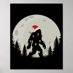 Lustiger Weihnachten Bigfoot Santa Hut Mond Sasqua Poster