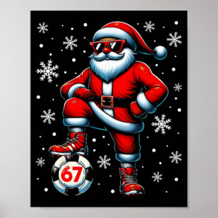 Lustiger Weihnachten Fußball Cool Santa Claus 6 7 Poster