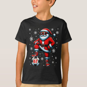 Lustiger Weihnachten Fußball Cooler Santa Claus 6 T-Shirt
