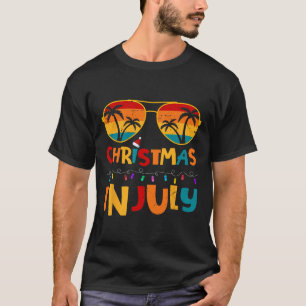 Lustiger Weihnachten im Juli Santa Hut Sungles Som T-Shirt