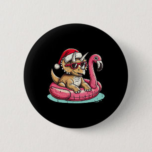Lustiger Weihnachten im Juli Triceratops Santa Fla Button