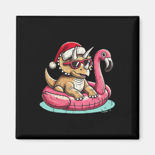Lustiger Weihnachten im Juli Triceratops Santa Fla Magnet