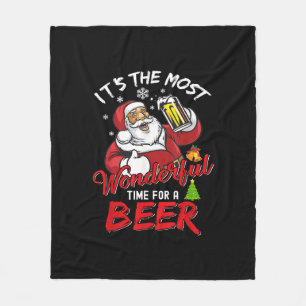 Lustiger Weihnachten Santa Claus Trinkt Bier Wunde Fleecedecke