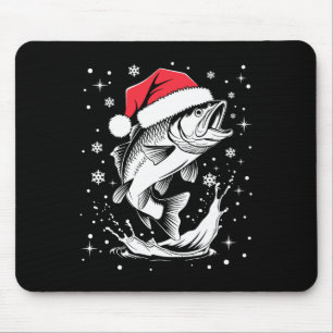 Lustiger Weihnachten Santa Hut Fisch Weihnachten A Mousepad