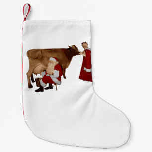 lustiger weihnachten santa mrs claus kuh kleiner weihnachtsstrumpf