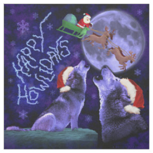 Lustiger WeihnachtenHowlidays Wolf-Wortspiel-Spaß Stoff