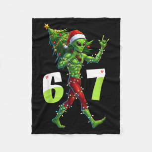 Lustiger Weihnachts-Alien-Sechs-Sieben-Meme 67 Wei Fleecedecke