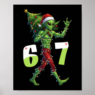 Lustiger Weihnachts-Alien-Sechs-Sieben-Meme 67 Wei Poster