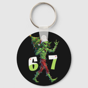 Lustiger Weihnachts-Alien Six Seven Meme 67 Weihna Schlüsselanhänger
