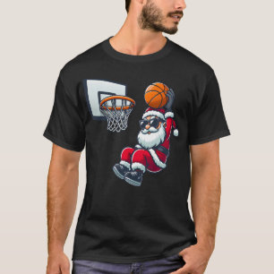 Lustiger Weihnachts-Basketball-Santa spielt Basket T-Shirt