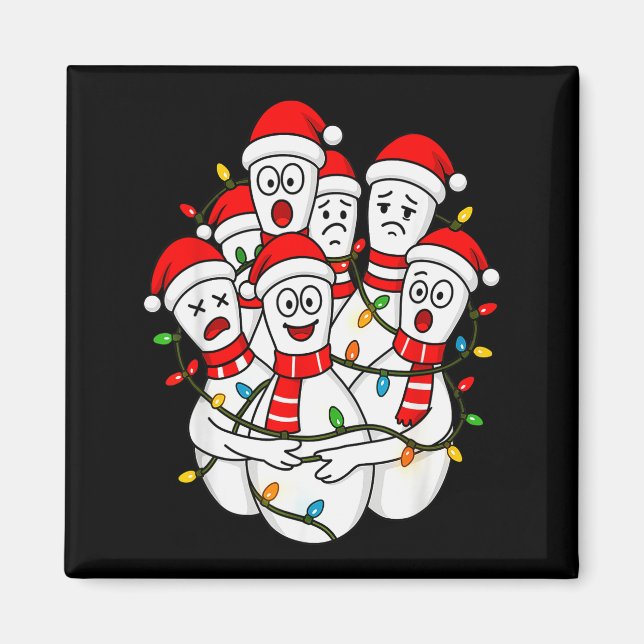 Lustiger Weihnachts-Bowling-Santa-Bowling-Ns-Team  Magnet (Vorne)
