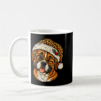 Lustiger Weihnachts-Boxer mit Leoparden-Santa-Hut Kaffeetasse