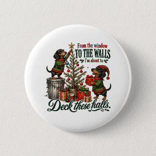 Lustiger Weihnachts-Dachshund Button